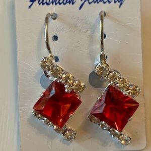 Red Crystal Studded Fashion Earrings